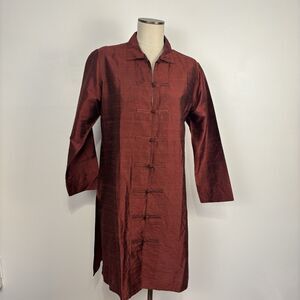 Cupcake International L Asian Silk Red Long Jacket Traditional Knot Closure